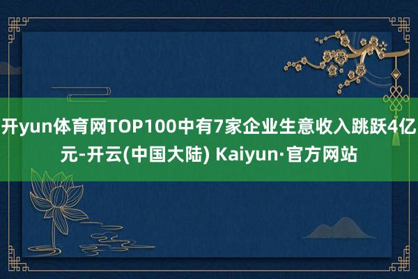 开yun体育网TOP100中有7家企业生意收入跳跃4亿元-开云(中国大陆) Kaiyun·官方网站