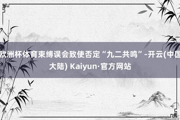 欧洲杯体育束缚误会致使否定“九二共鸣”-开云(中国大陆) Kaiyun·官方网站