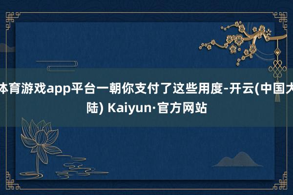 体育游戏app平台一朝你支付了这些用度-开云(中国大陆) Kaiyun·官方网站
